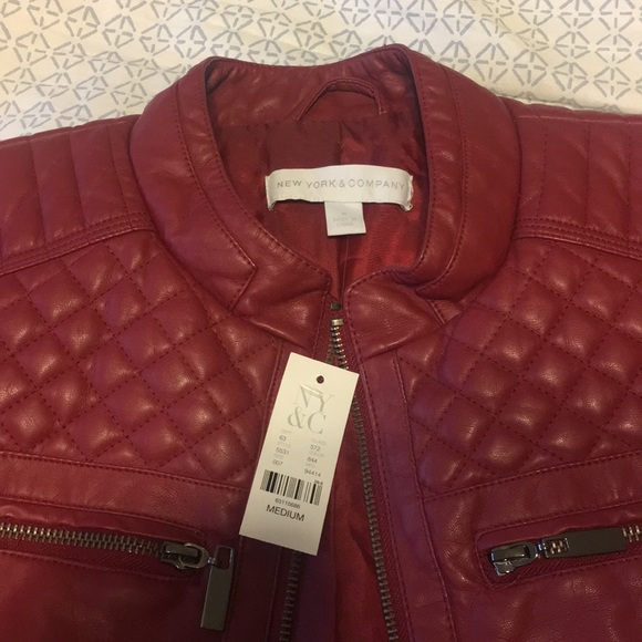 New York & Company | Jackets & Coats | Nwt New York Company Red Leather Jacket | Poshmark